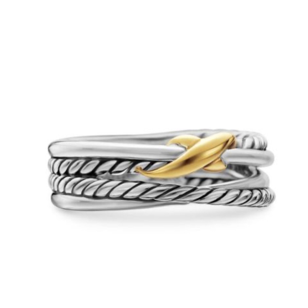 David Yurman Silver and Gold Twisted Ring